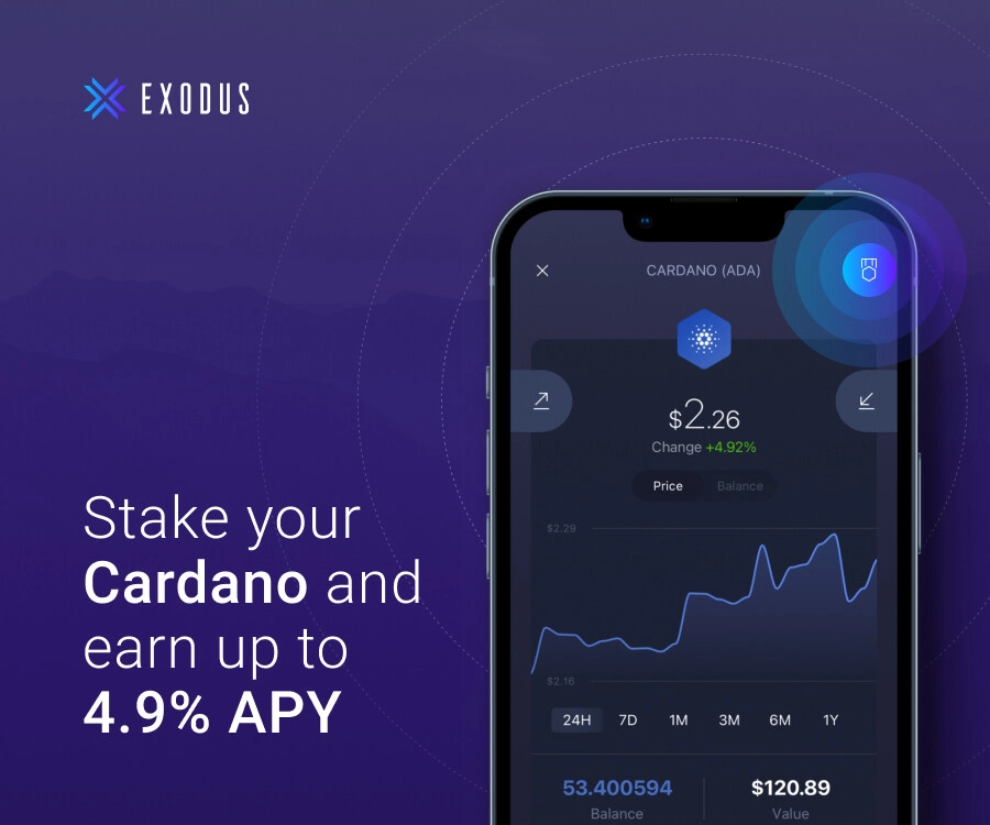 Earn free Cardano by staking in the Exodus crypto wallet